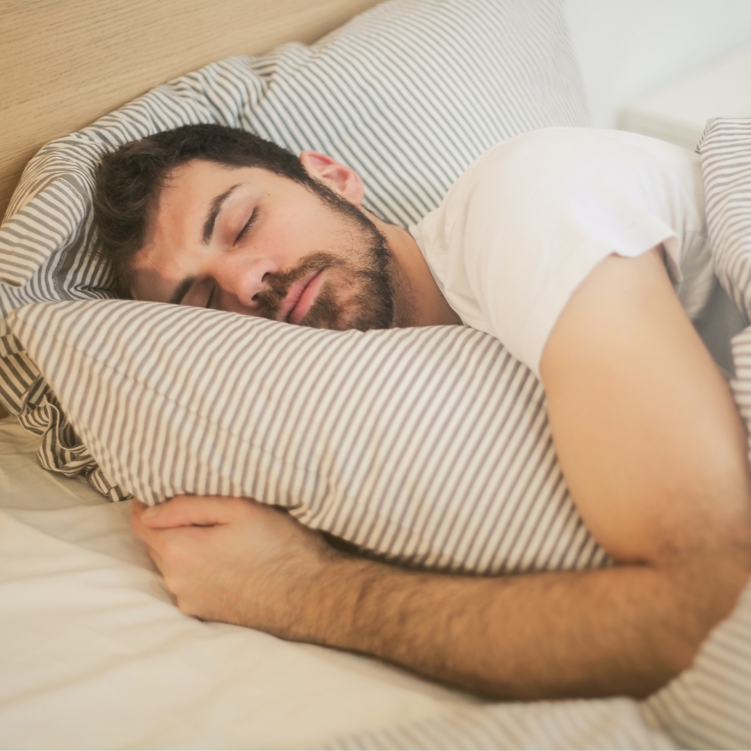 Man sleeping during a Level I Sleep Study - Polysomogram