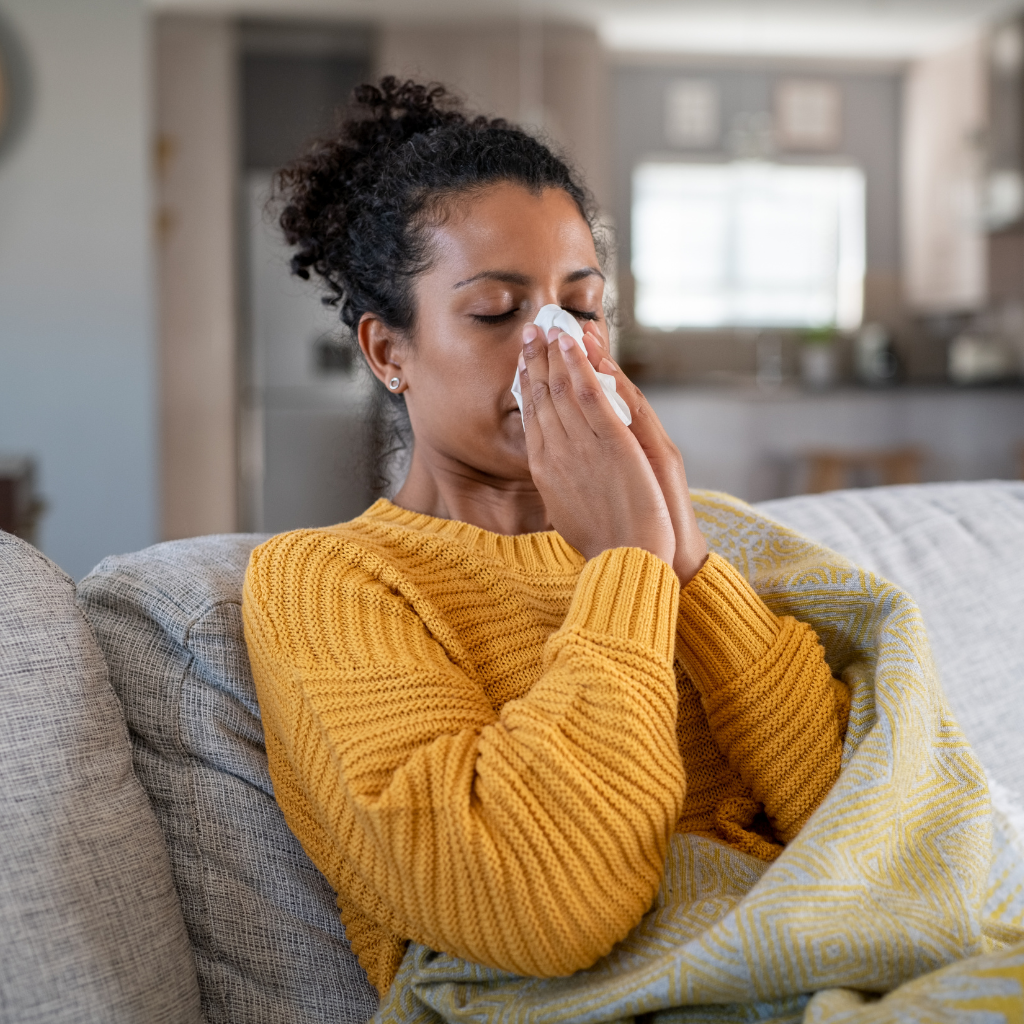 Unhealthy woman experiencing the effects of poor sleep quality