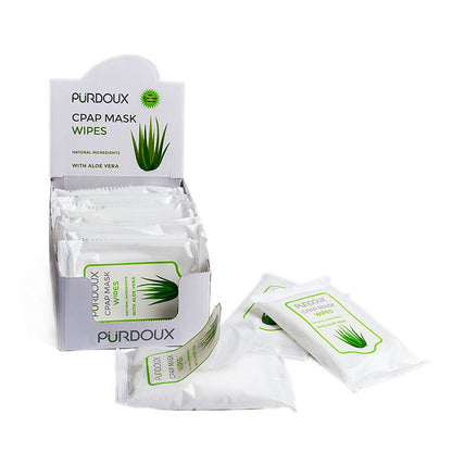 Purdoux CPAP Mask Wipes Travel Box Aloe Vera Unscented